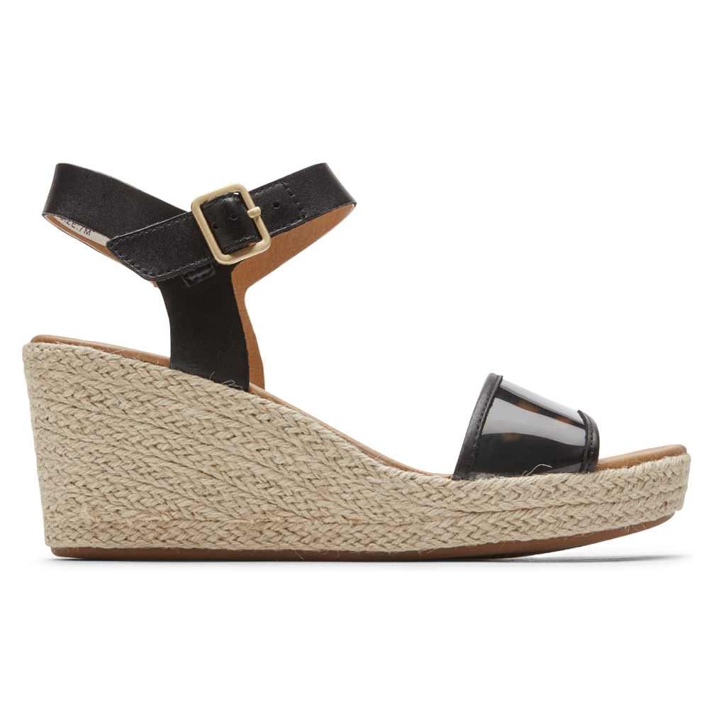 Sandalias Rockport Mujer Mexico - Lyla Ankle-Strap Negros - SLQJR5263